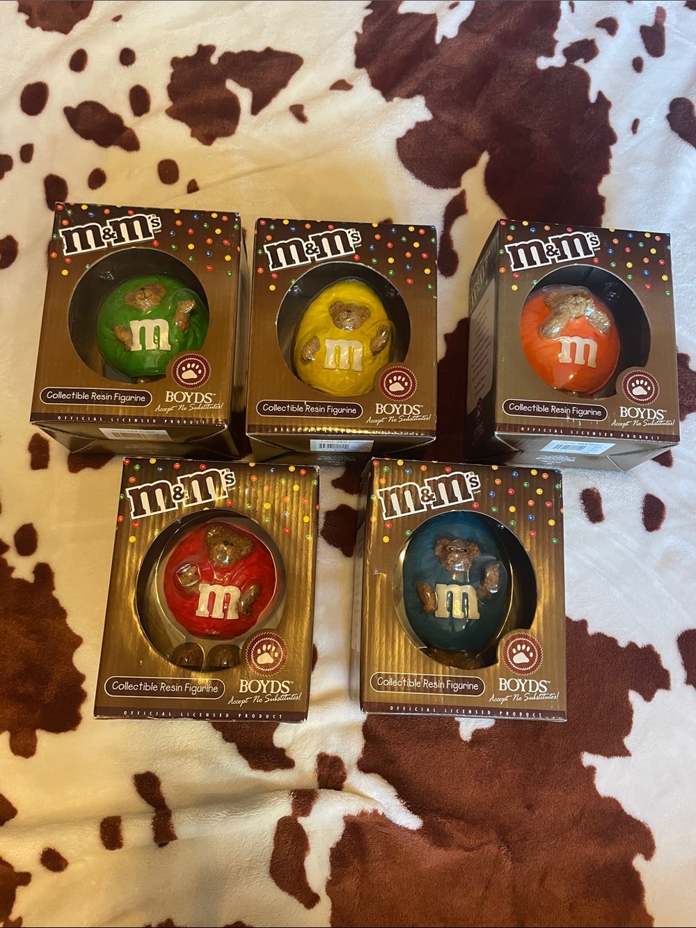 M&M'S Collectible Resin Figurine Set - Green, Yellow, Orange, Red, Blue